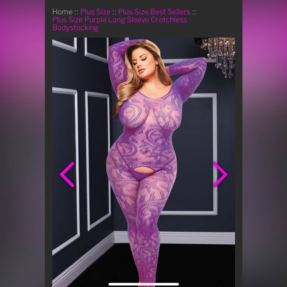 Baci longsleeve body stocking lingerie lace jumpsuit, plus queen size - Picture 3 of 14